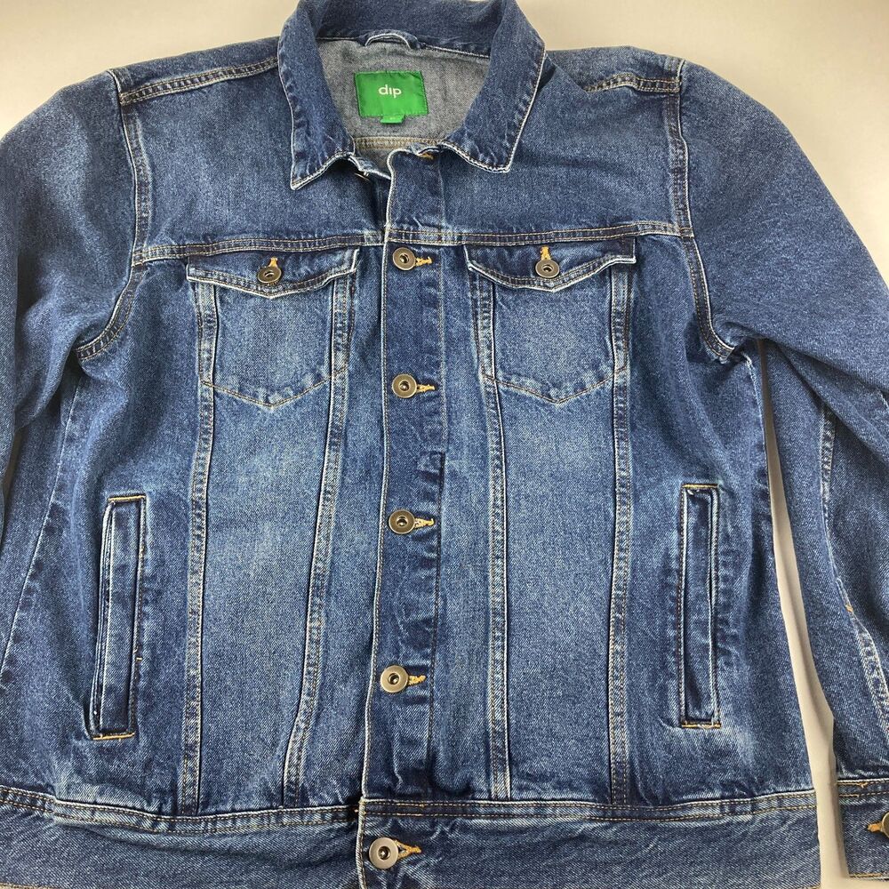dip Denim Jacket Men's XL Blue Jean Trucker 100% Cotton 4 Pocket